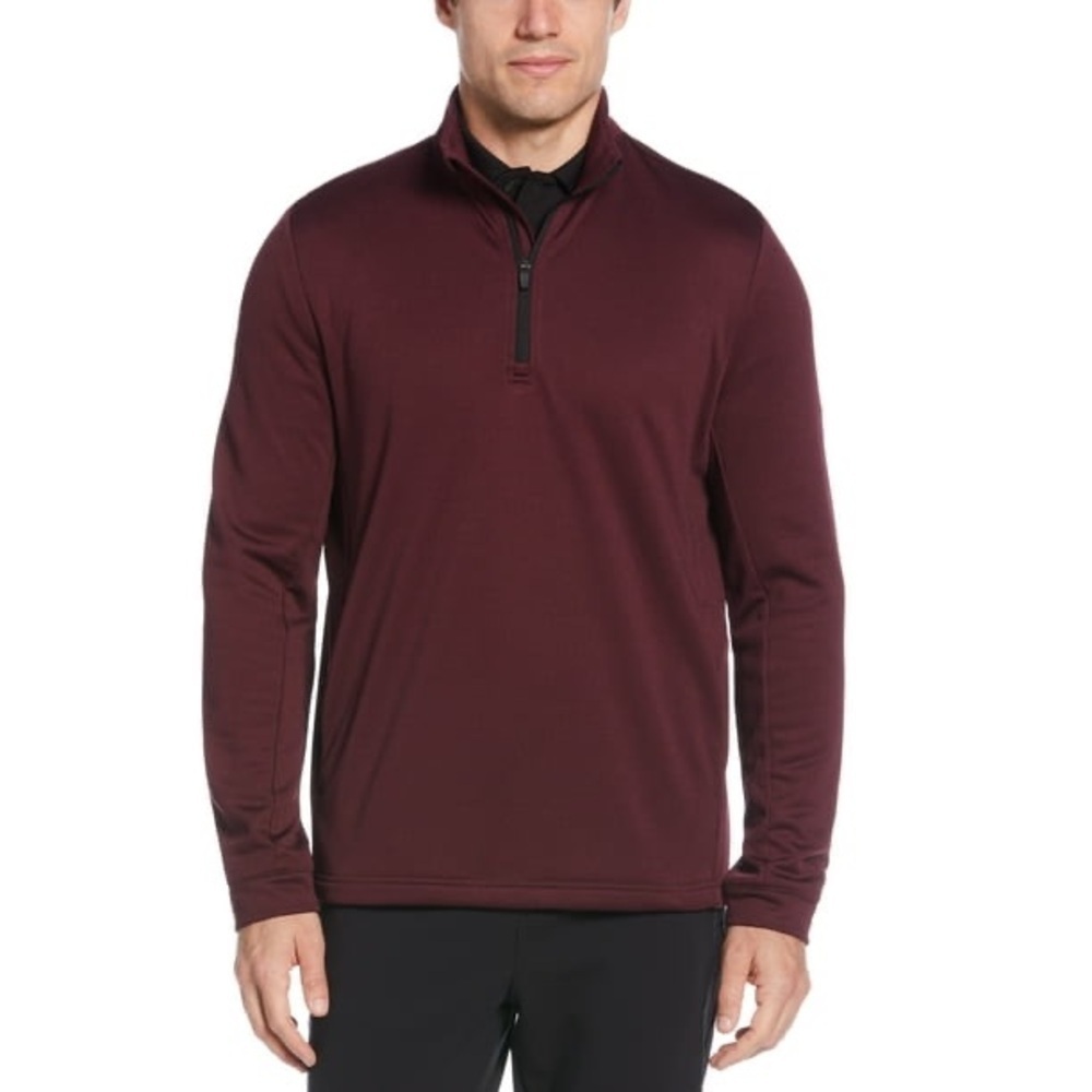 Ben Hogan Men's and Big Men's Micro Jacquard 1/4 Zip Golf Sweater Fig Size L